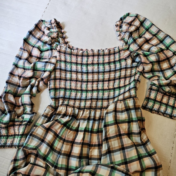 Anthropologie Maeve Cerie Plaid Smocked Maxi Dress, S - Picture 12 of 15